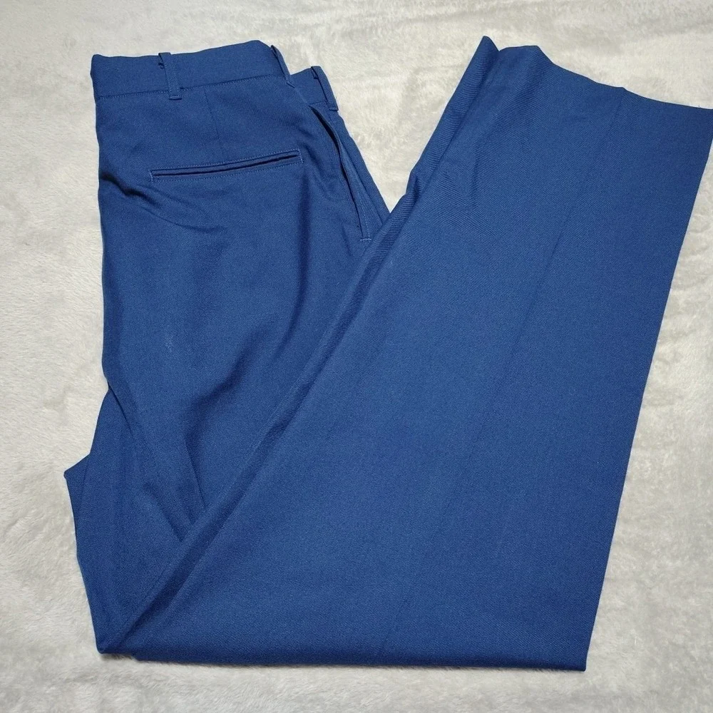 DSCP Trousers Men 33/32 Navy Blue Dress Formal Uniform Flat Polyester Wool